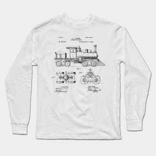 Locomotive engine 1891 Patent Locomotive Blueprint locomotive engine Patent Long Sleeve T-Shirt